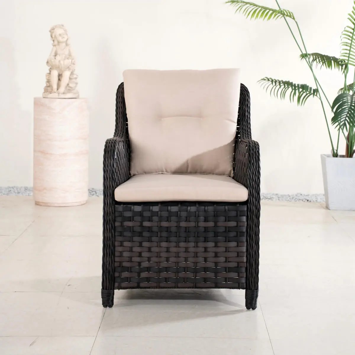 Aluminum Wicker Dining Chair with 3-Line Woven Back& Arms(PAC-012) - Direct Wicker
