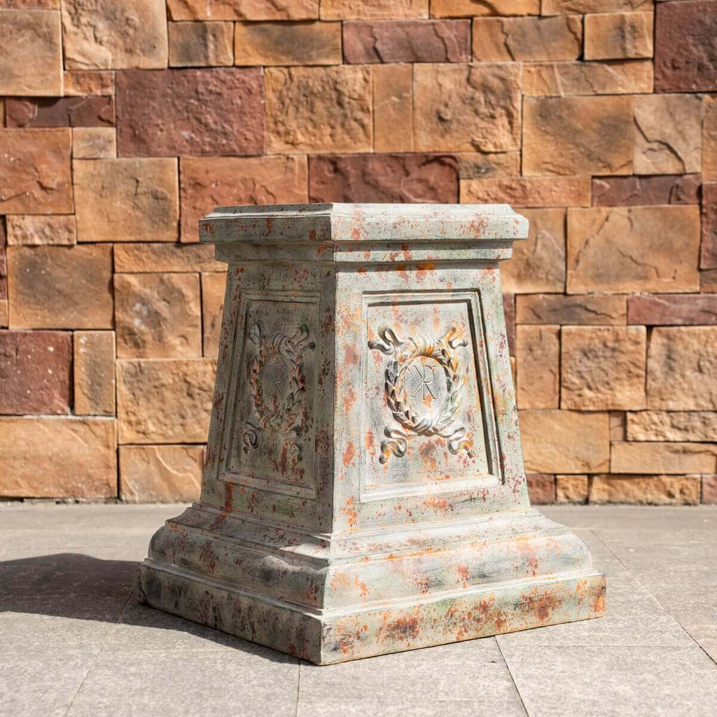 Antique Green & Rust Magnesium Oxide Garden Pedestal Collection (GS-2616/17/18-GR-QZYY) - Direct Wicker