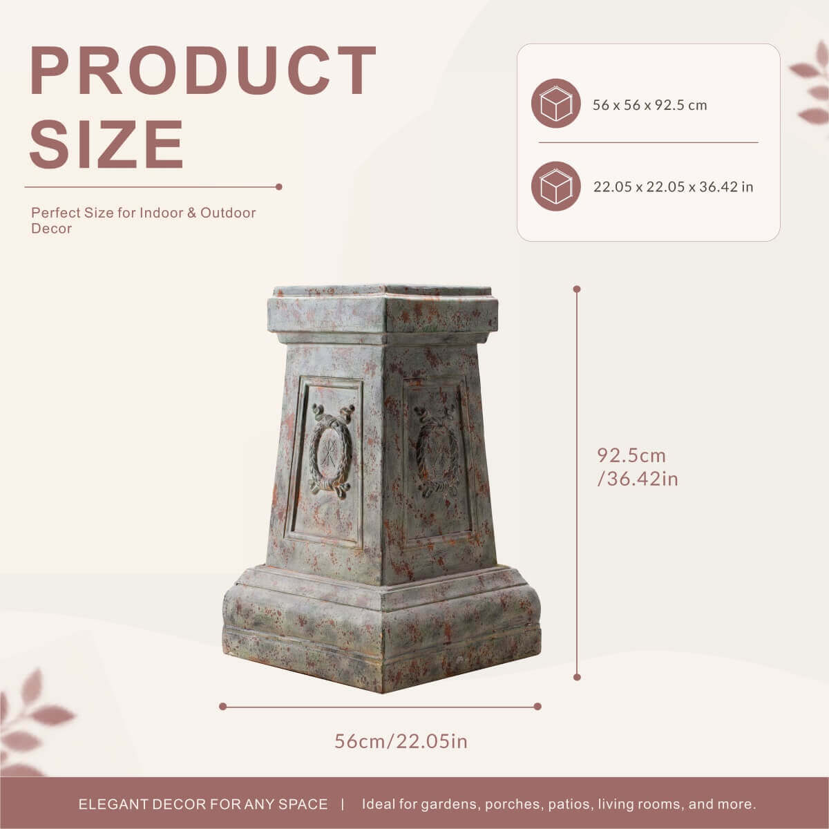 Antique Green & Rust Magnesium Oxide Garden Pedestal Collection (GS-2616/17/18-GR-QZYY) - Direct Wicker
