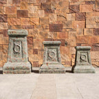 Antique Green & Rust Magnesium Oxide Garden Pedestal Collection (GS-2616/17/18-GR-QZYY) - Direct Wicker