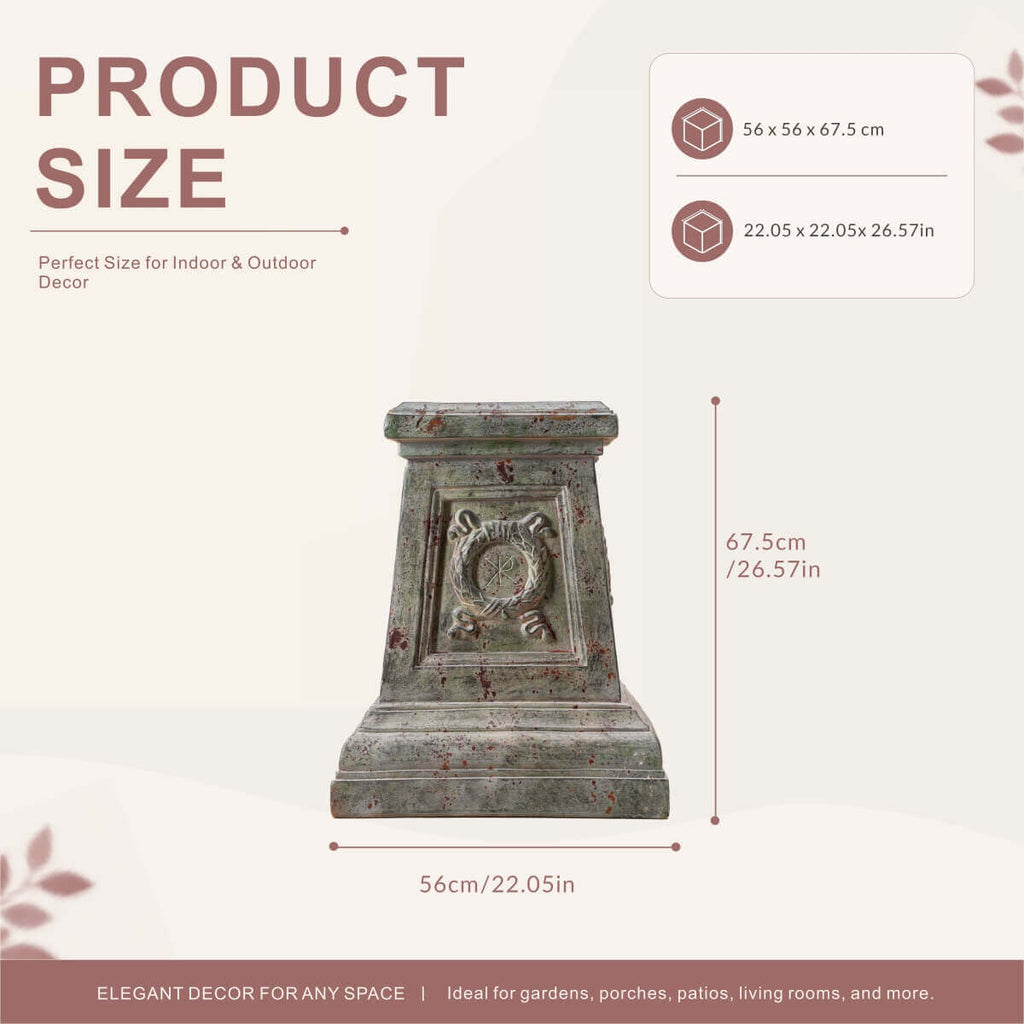 Antique Green & Rust Magnesium Oxide Garden Pedestal Collection (GS-2616/17/18-GR-QZYY) - Direct Wicker