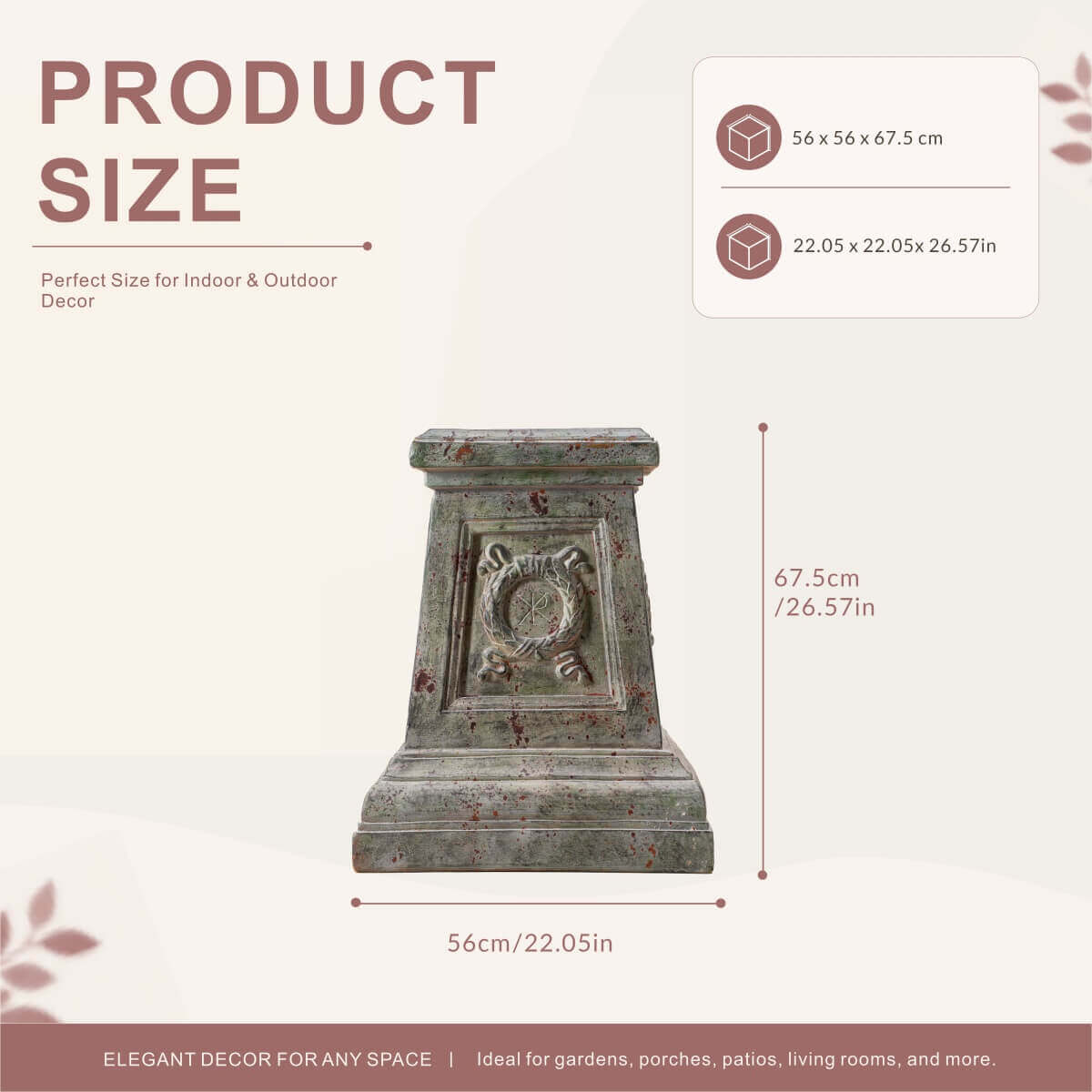 Antique Green & Rust Magnesium Oxide Garden Pedestal Collection (GS-2616/17/18-GR-QZYY) - Direct Wicker