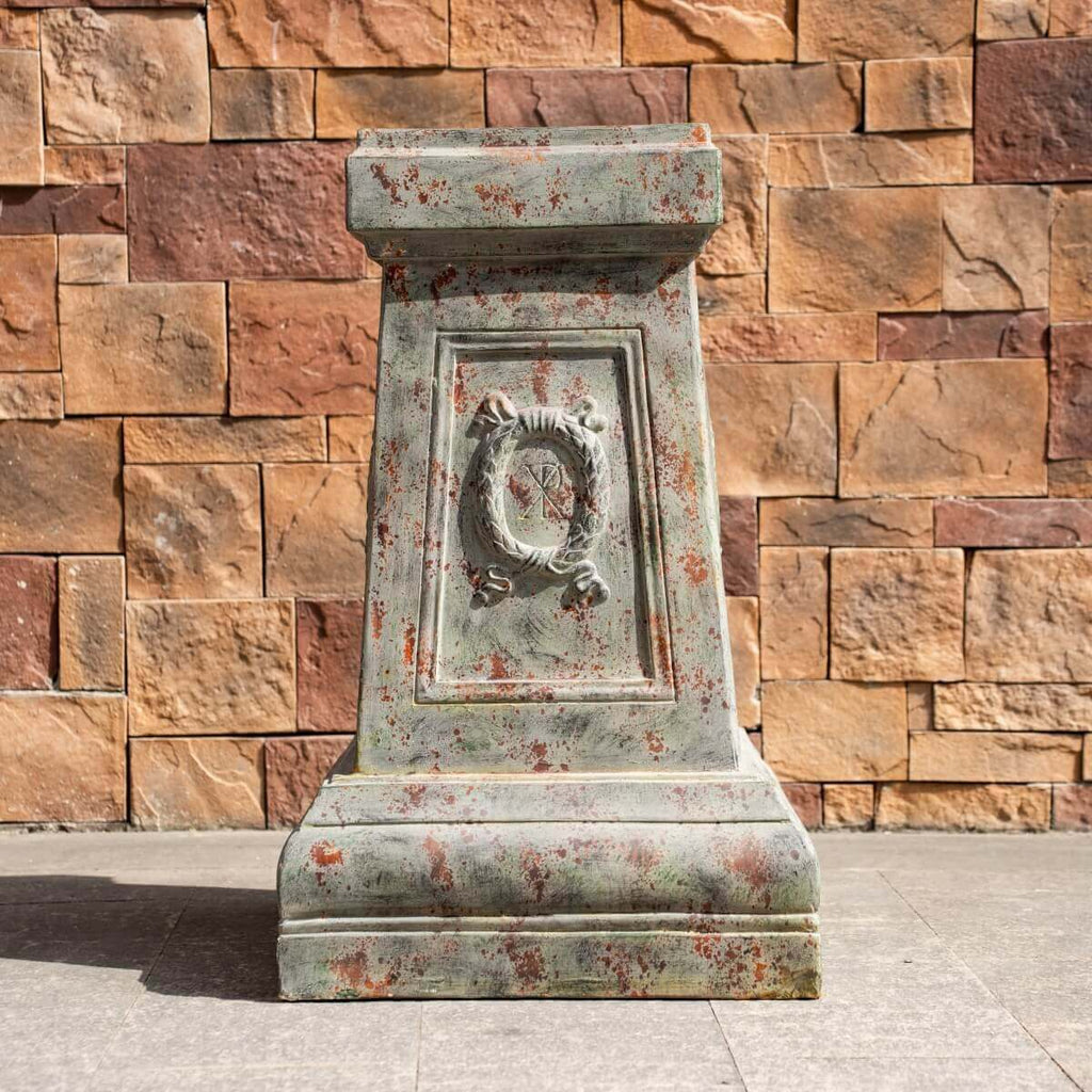Antique Green & Rust Magnesium Oxide Garden Pedestal Collection (GS-2616/17/18-GR-QZYY) - Direct Wicker