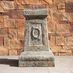 Antique Green & Rust Magnesium Oxide Garden Pedestal Collection (GS-2616/17/18-GR-QZYY) - Direct Wicker