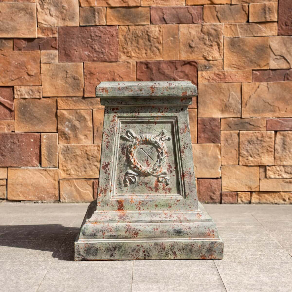 Antique Green & Rust Magnesium Oxide Garden Pedestal Collection (GS-2616/17/18-GR-QZYY) - Direct Wicker