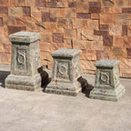Antique Green & Rust Magnesium Oxide Garden Pedestal Collection (GS-2616/17/18-GR-QZYY) - Direct Wicker