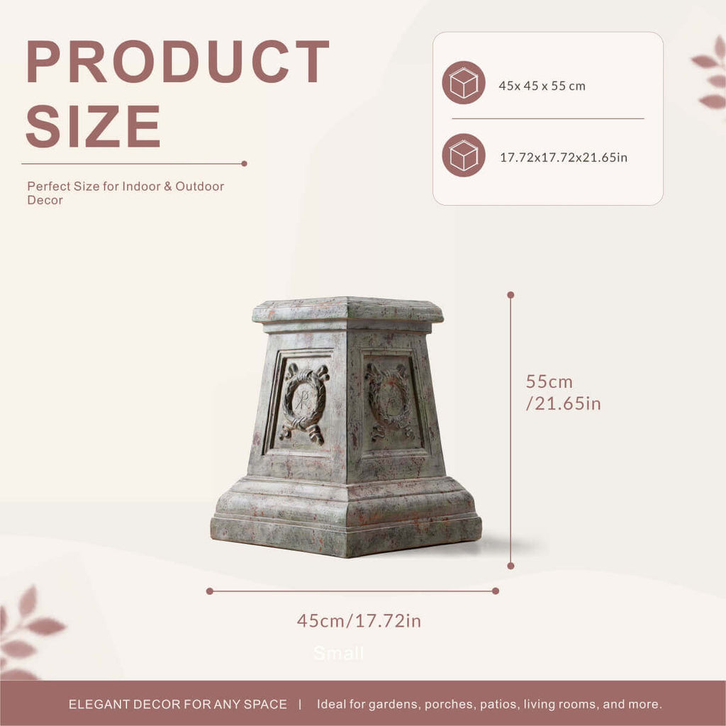Antique Green & Rust Magnesium Oxide Garden Pedestal Collection (GS-2616/17/18-GR-QZYY) - Direct Wicker