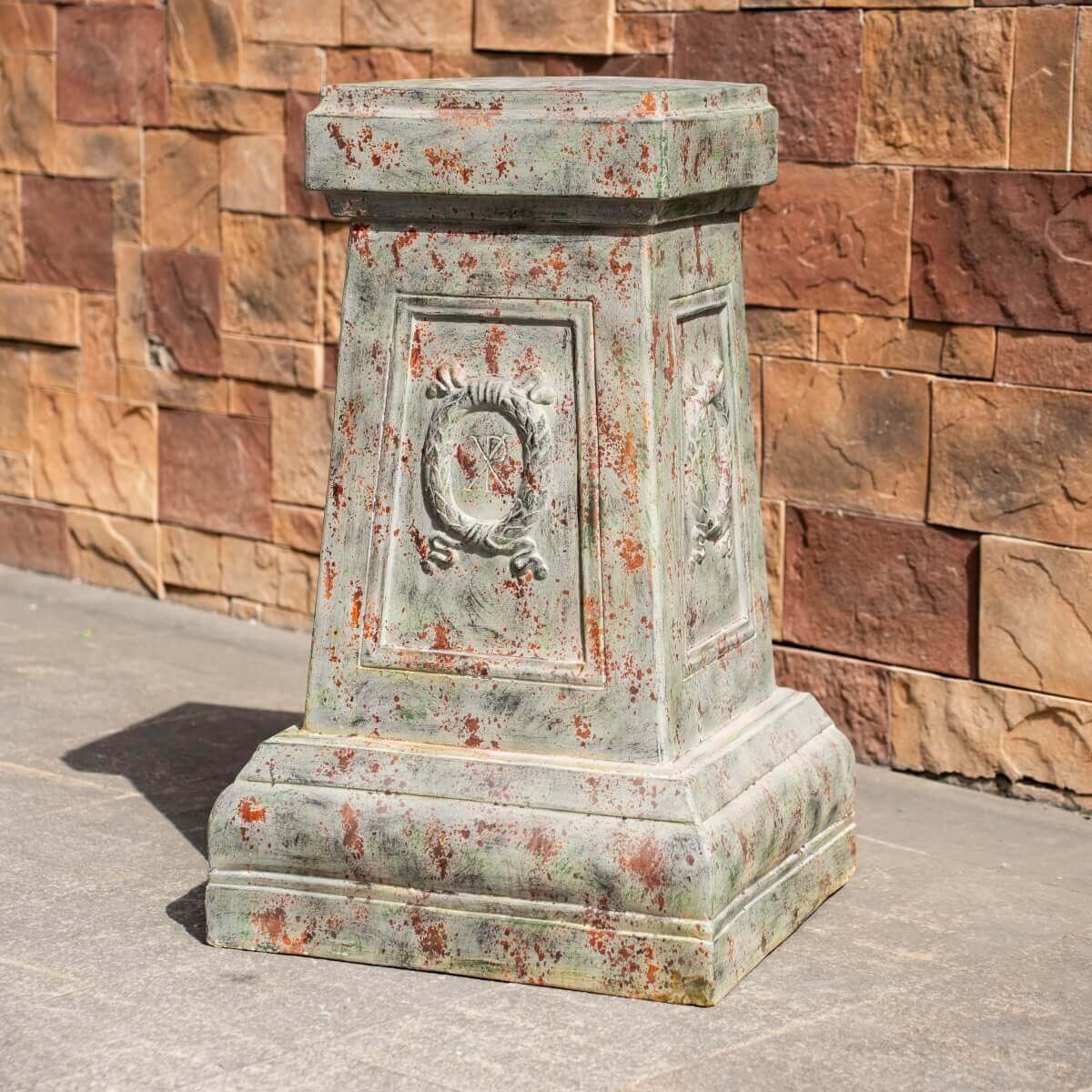 Antique Green & Rust Magnesium Oxide Garden Pedestal Collection (GS-2616/17/18-GR-QZYY) - Direct Wicker