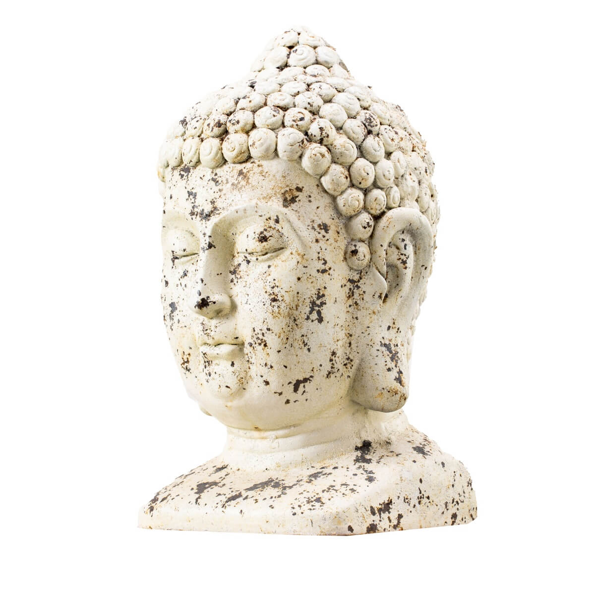 Antique Weathered Buddha Head Magnesium Oxide Sculpture (GS-2615-BR-QZYY) - Direct Wicker