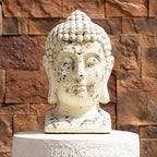 Antique Weathered Buddha Head Magnesium Oxide Sculpture (GS-2615-BR-QZYY) - Direct Wicker