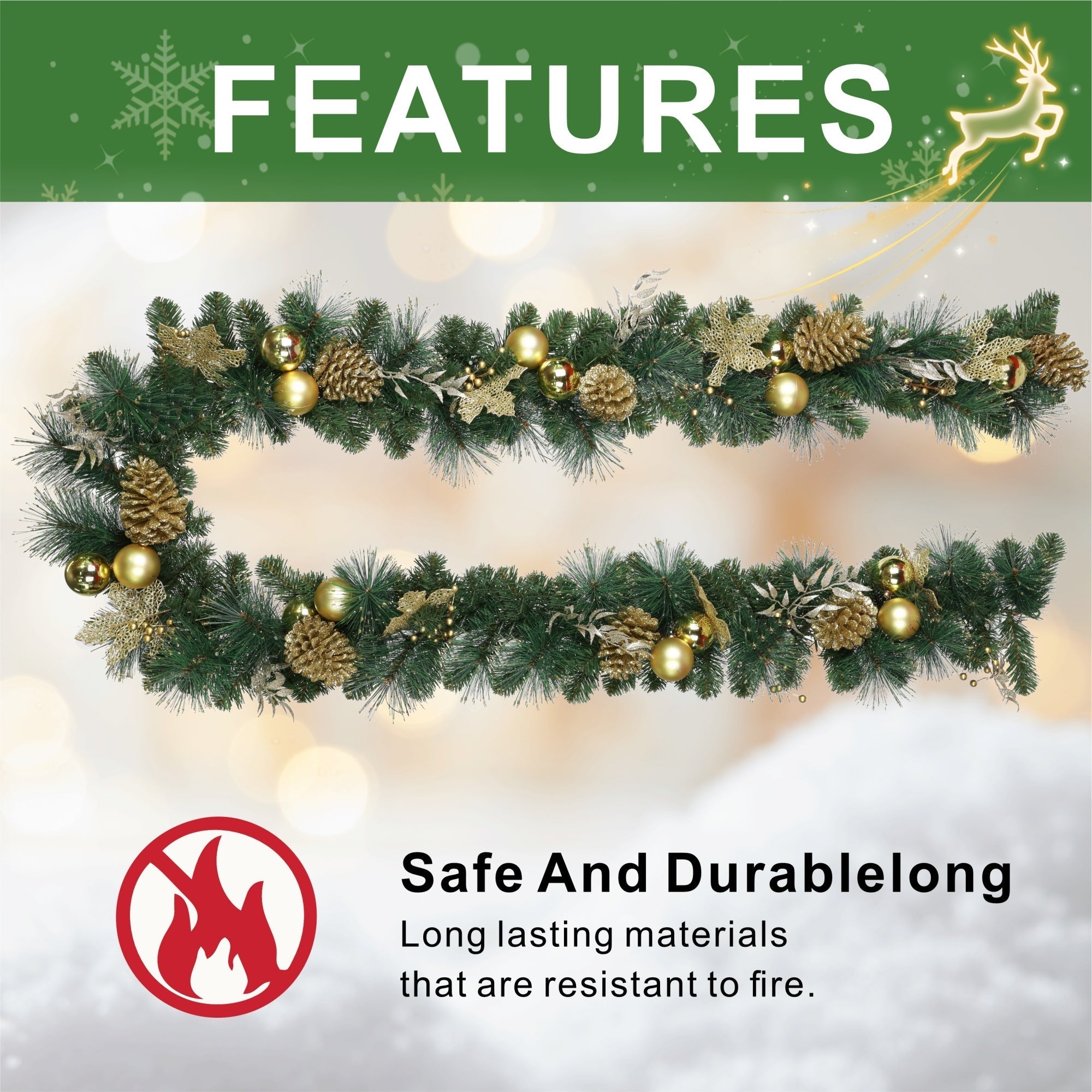 Artificial Christmas Garland Collection – 106.3" (PJG - 2511 / PJG - 2513) - Direct Wicker