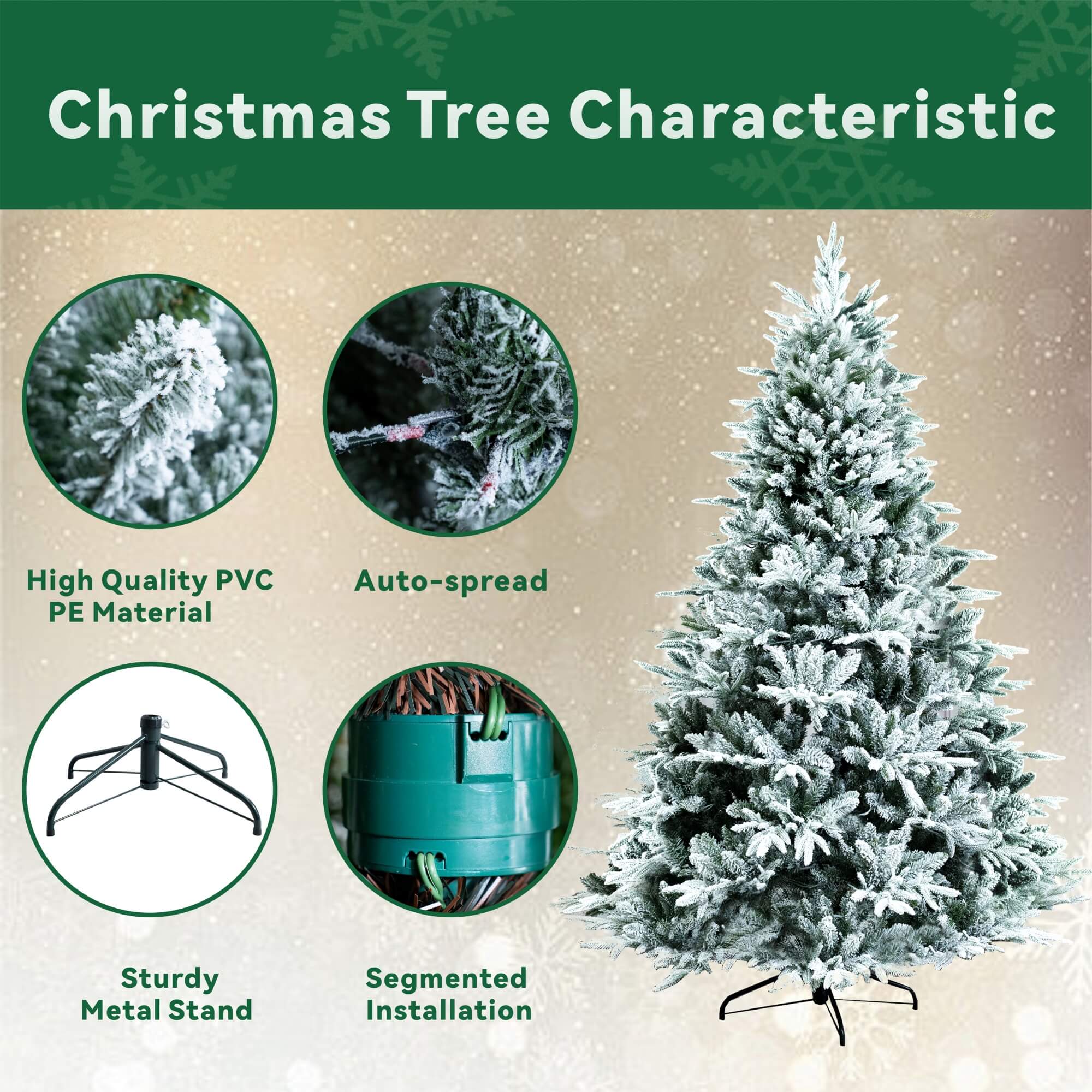 Artificial Christmas Tree – 6FT / 7FT Classic Green Holiday Decoration（PJT - 2506） - Direct Wicker
