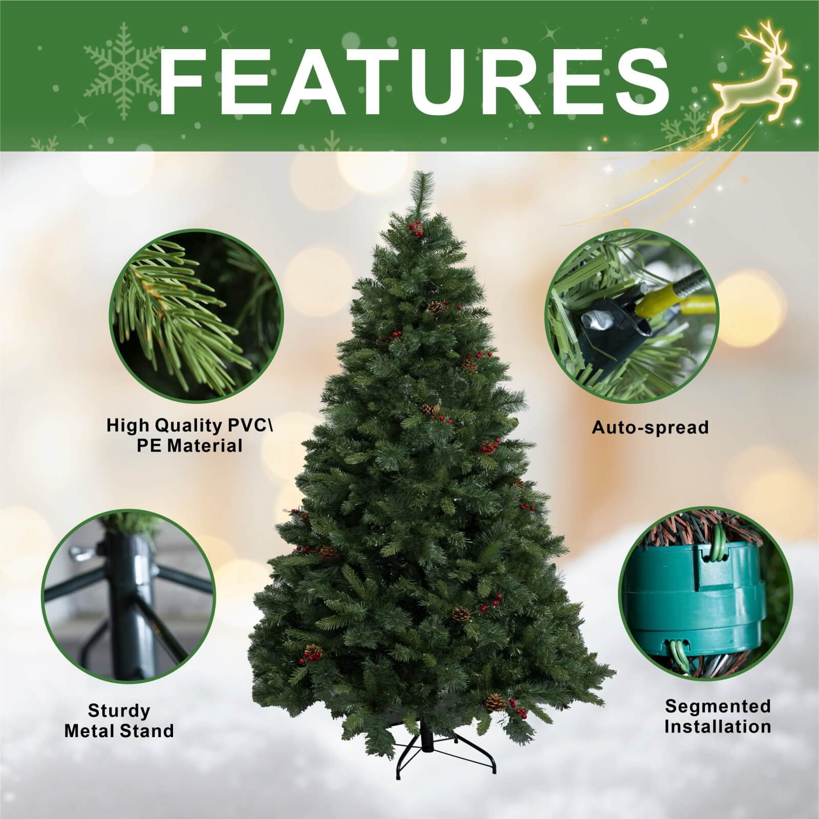 Artificial Christmas Tree – Classic Green Holiday Decoration（PJT - 2502） - Direct Wicker