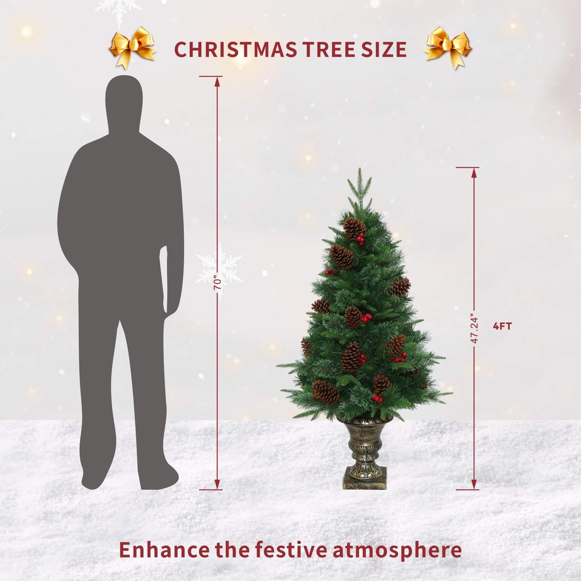 Artificial Christmas Tree with Classic Full Branch Design – 4FT (PJT - 2509) - Direct Wicker