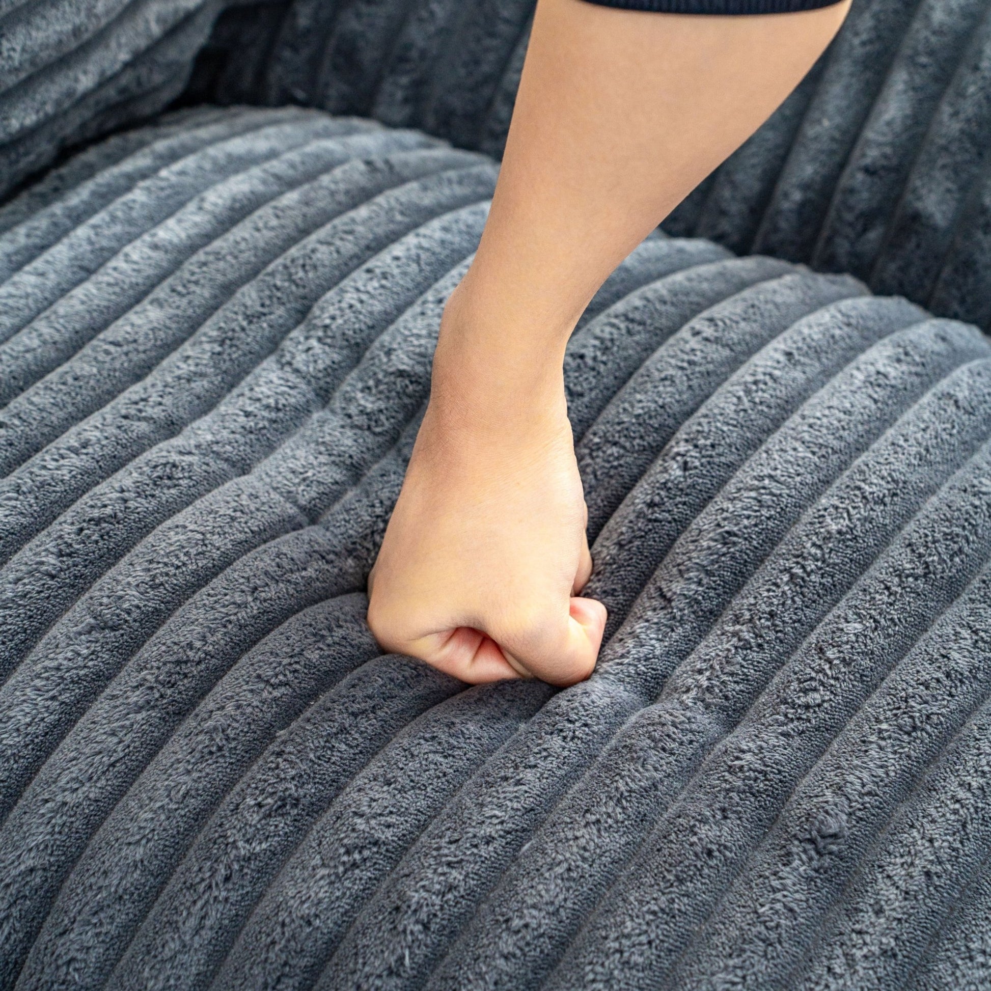 Bean Bag Chair for Adults with Armrests - Oversized Comfy Beige Beanbag Lounge - Direct Wicker
