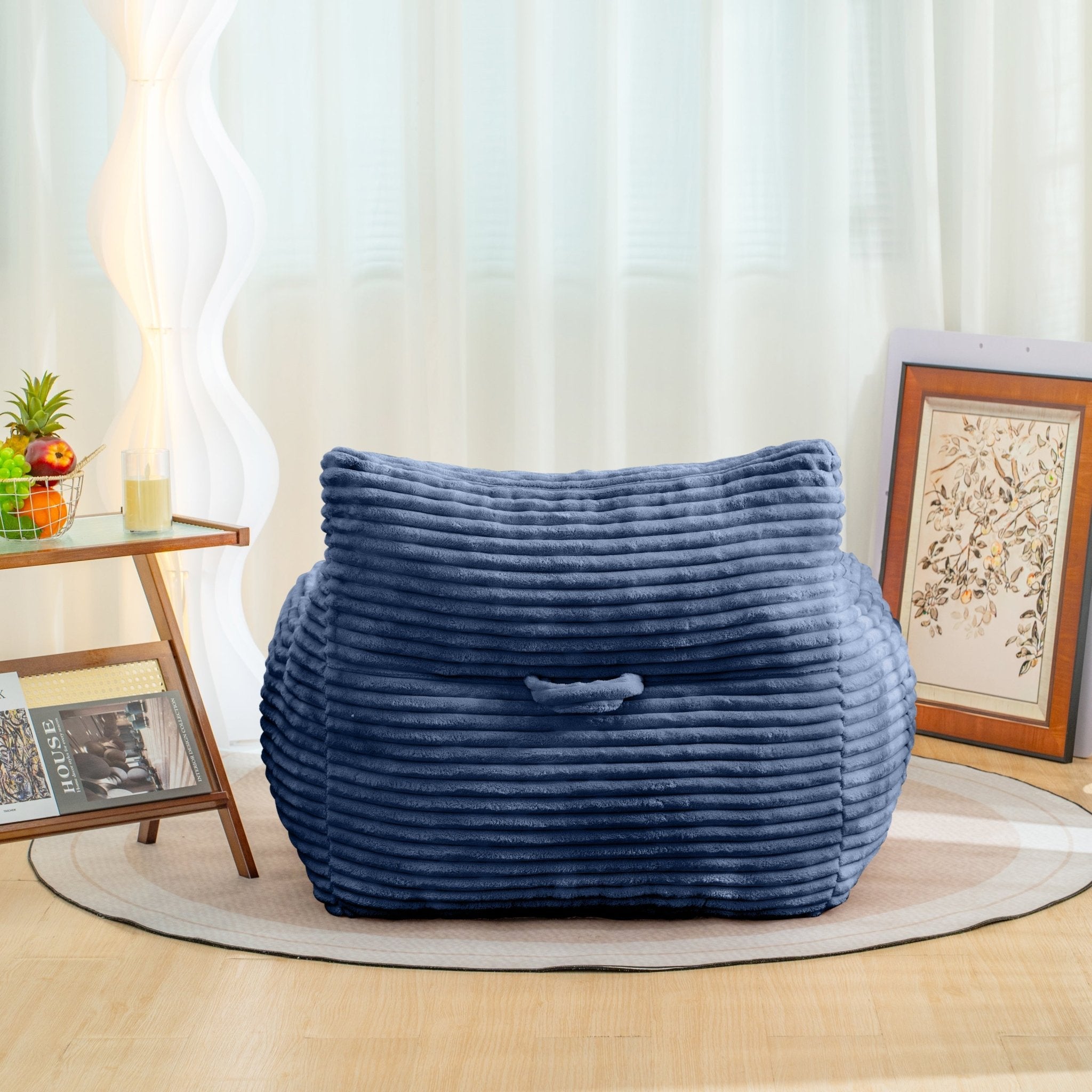 Bean Bag Chair for Adults with Armrests - Oversized Comfy Beige Beanbag (W2510P237807) - Direct Wicker