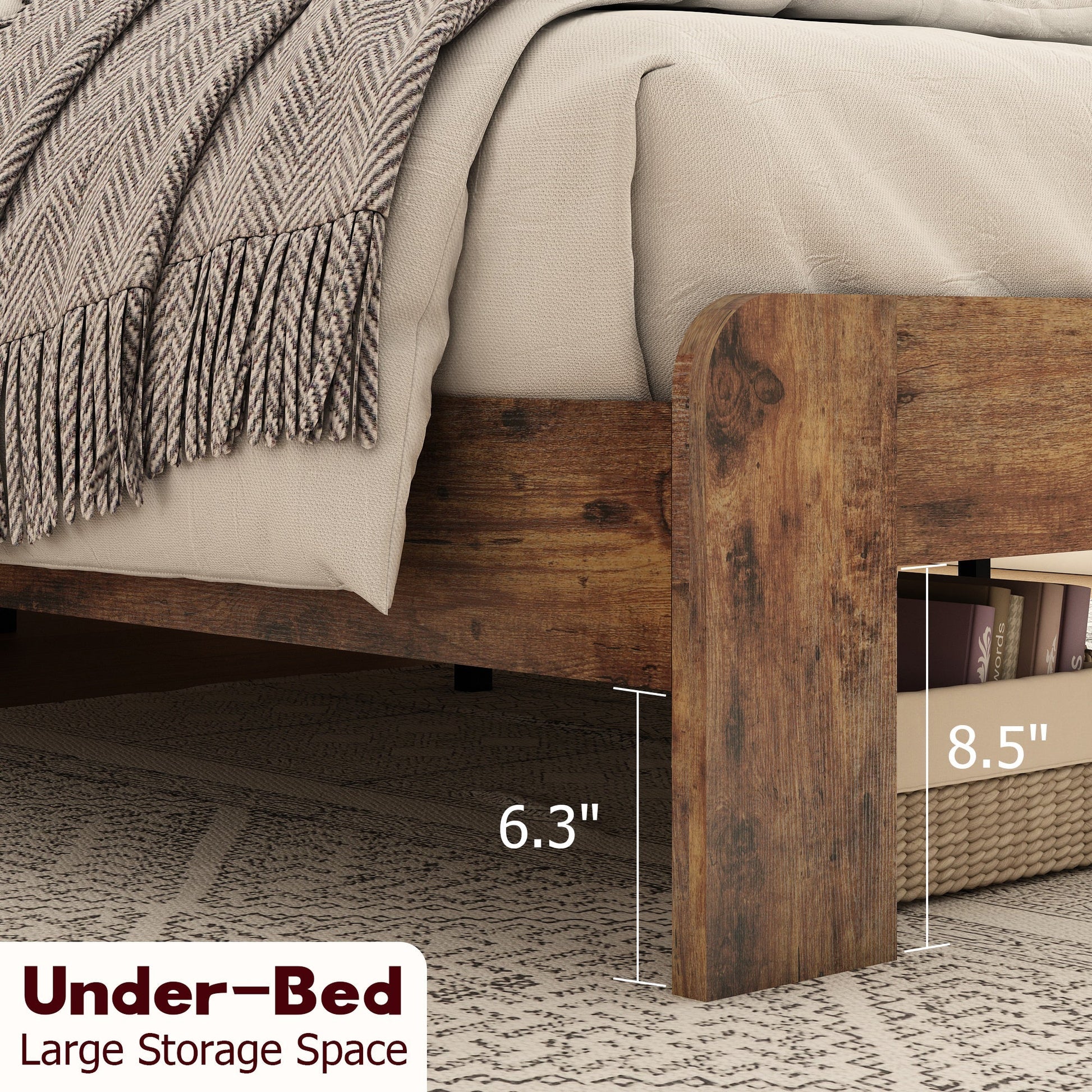 Bed Frame Queen Size, Wood Platform Bed Frame , Noise Free (W636133433) - Direct Wicker