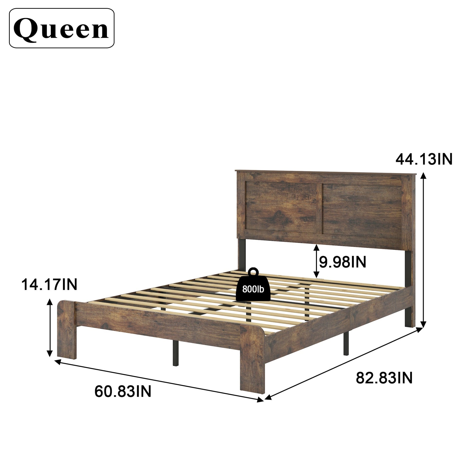 Bed Frame Queen Size, Wood Platform Bed Frame , Noise Free (W636133433) - Direct Wicker