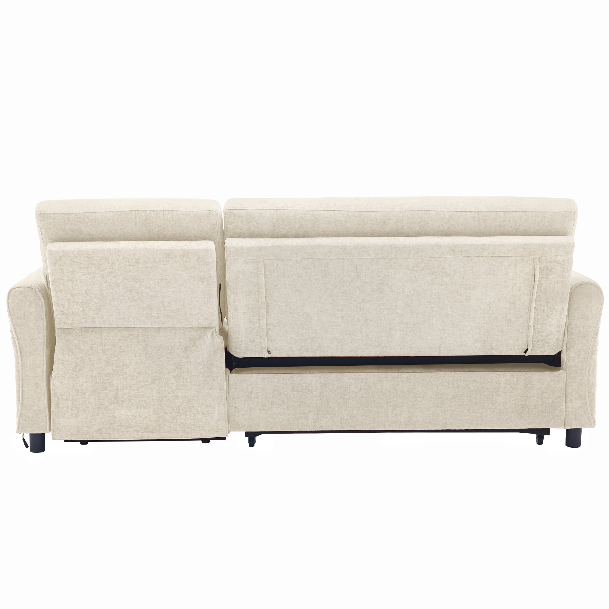 Beige 2 - in - 1 82' Three - seater Sofa with Pull - out Bed and Reversible Recliner (N719S002010A) - Direct Wicker