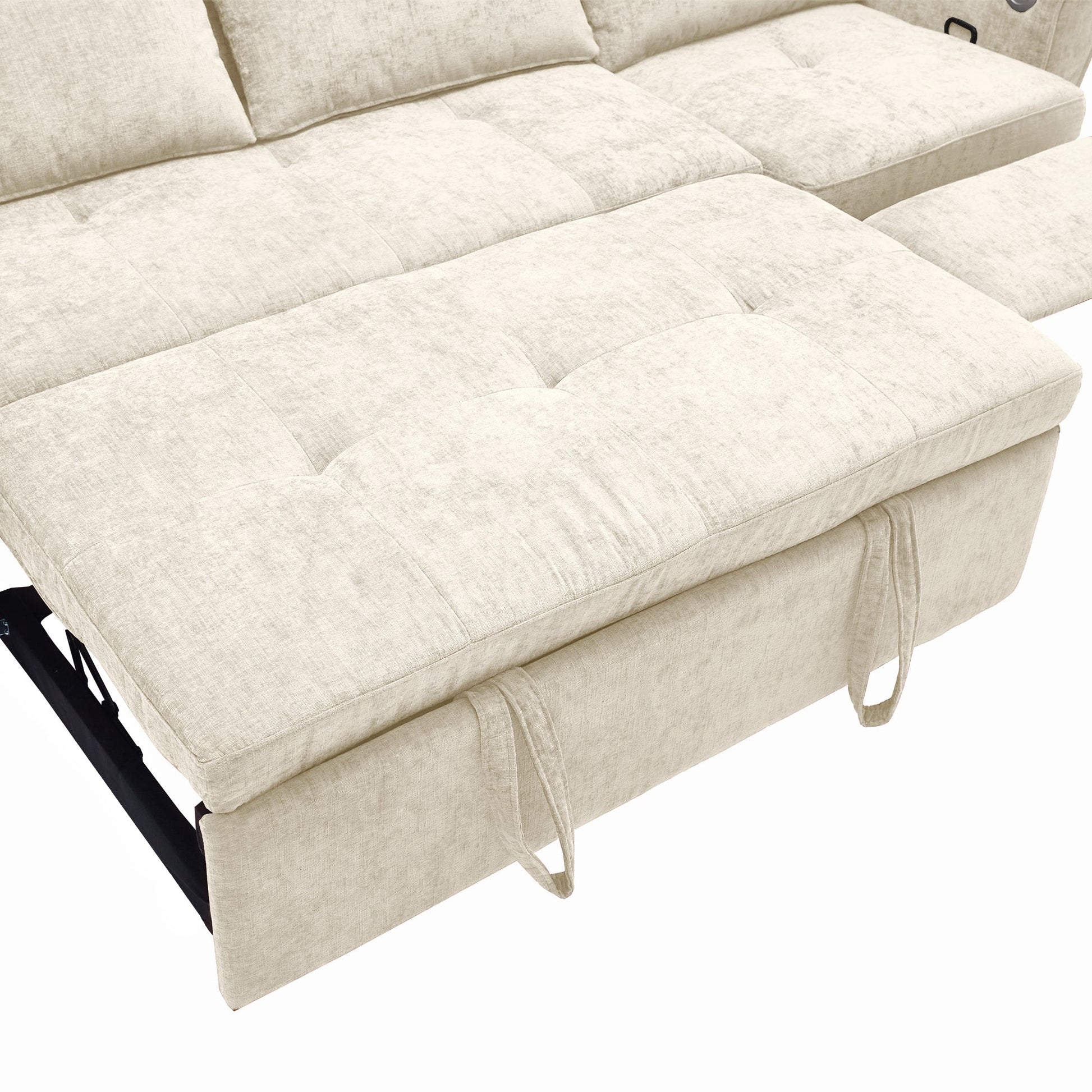 Beige 2 - in - 1 82' Three - seater Sofa with Pull - out Bed and Reversible Recliner (N719S002010A) - Direct Wicker