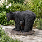 Black Bear &amp; Cub Magnesium Oxide Garden Sculpture (GS-2643-BK-CY) - Direct Wicker