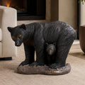 Black Bear &amp; Cub Magnesium Oxide Garden Sculpture (GS-2643-BK-CY) - Direct Wicker