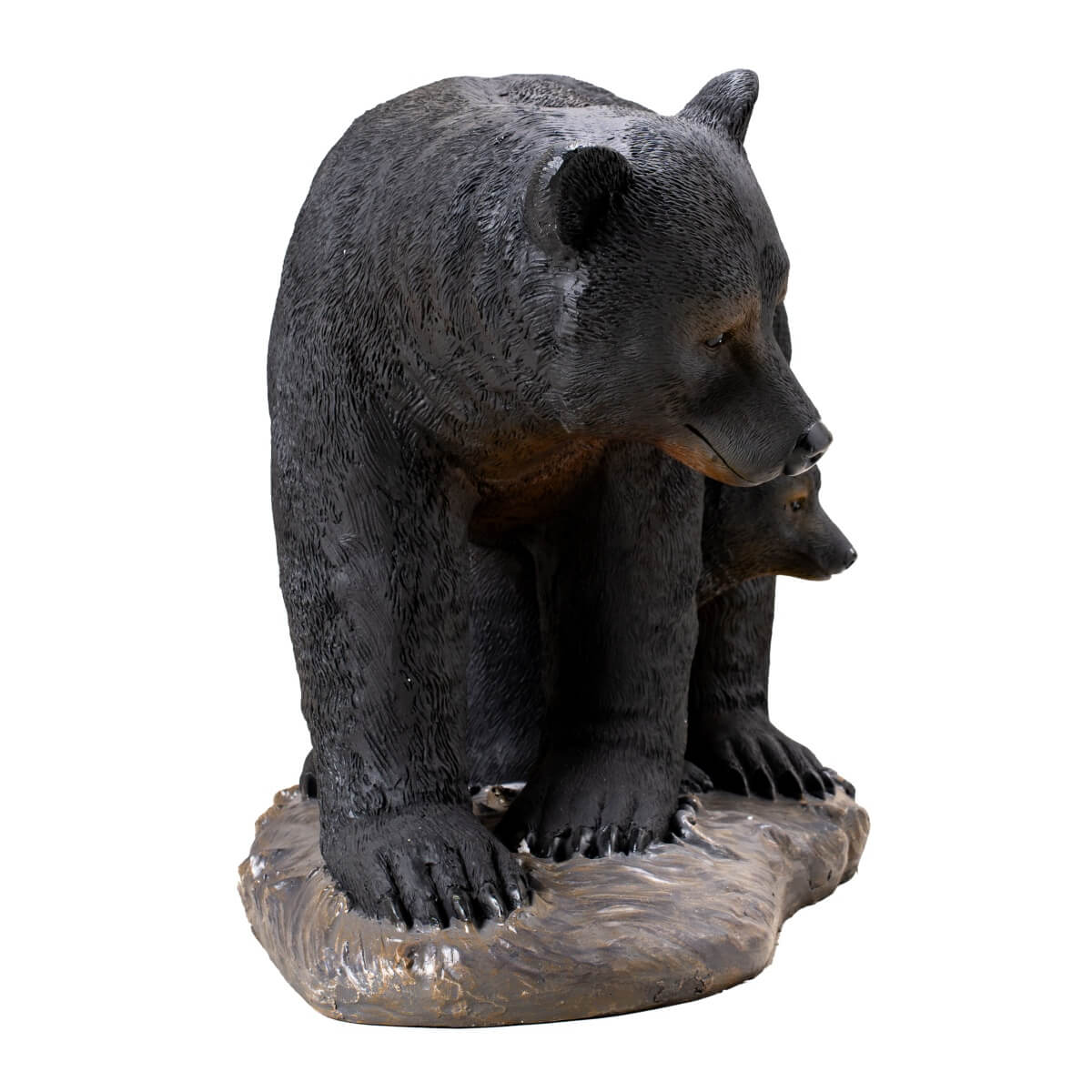 Black Bear &amp; Cub Magnesium Oxide Garden Sculpture (GS-2643-BK-CY) - Direct Wicker