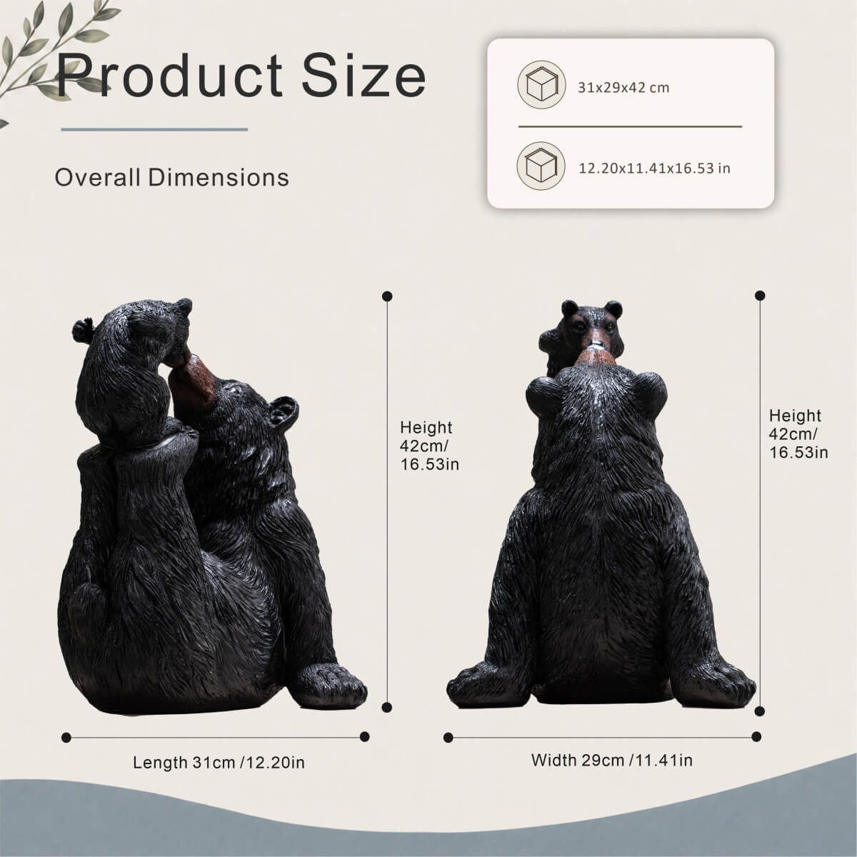 Black Bear & Cub Resin Animal Sculpture (GS-2644-BK-CY) - Direct Wicker