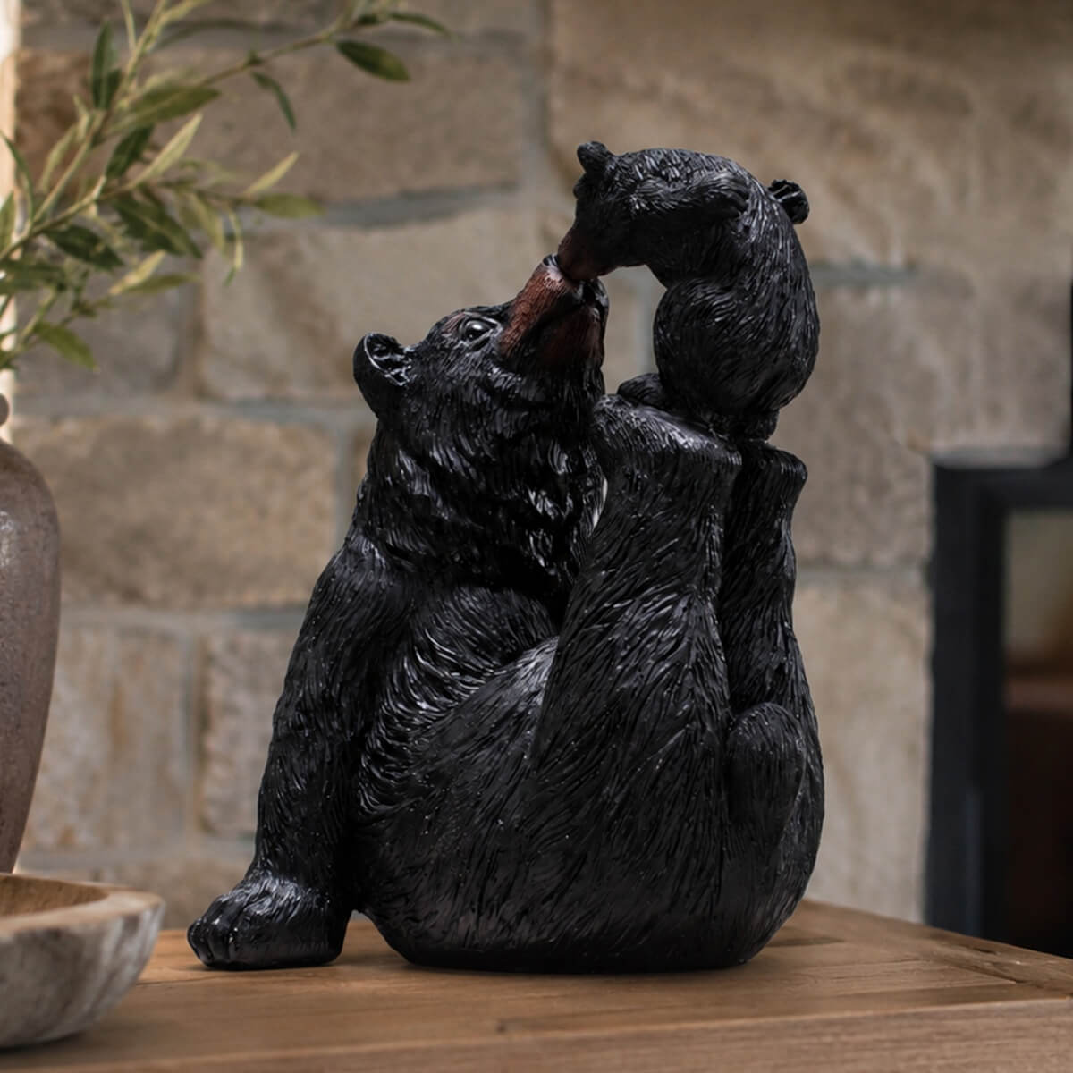 Black Bear & Cub Resin Animal Sculpture (GS-2644-BK-CY) - Direct Wicker
