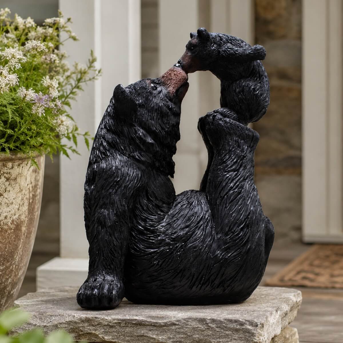 Black Bear & Cub Resin Animal Sculpture (GS-2644-BK-CY) - Direct Wicker