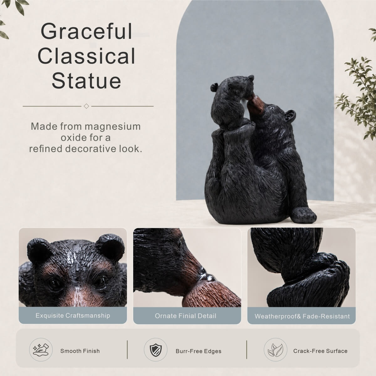 Black Bear & Cub Resin Animal Sculpture (GS-2644-BK-CY) - Direct Wicker