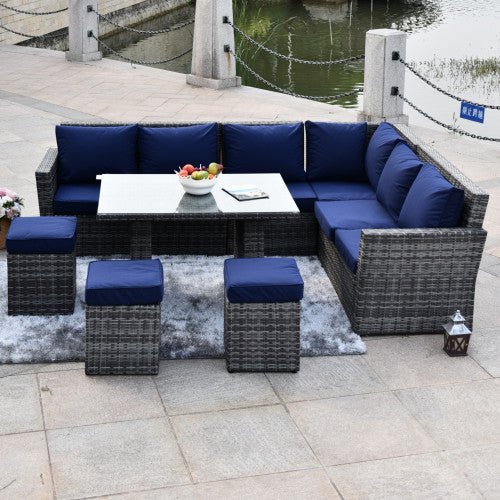 Blue Cushion Covers for Rimini Corner Sofa Set (PAS-1403-Cushion Covers) - Direct Wicker