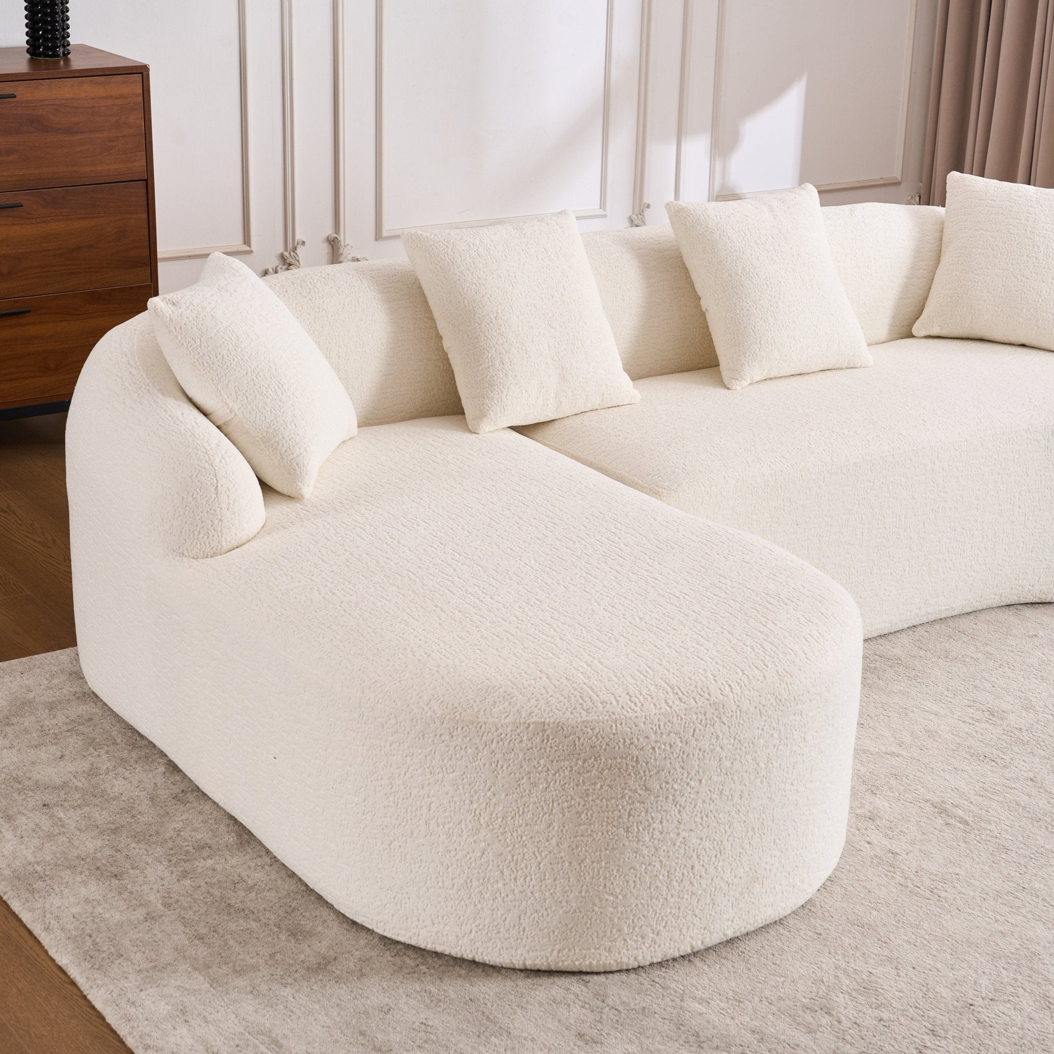 Boneless L - Shape Sectional Sofa with Curved Chaise,White Compression Sofa (W2231S00008) - Direct Wicker