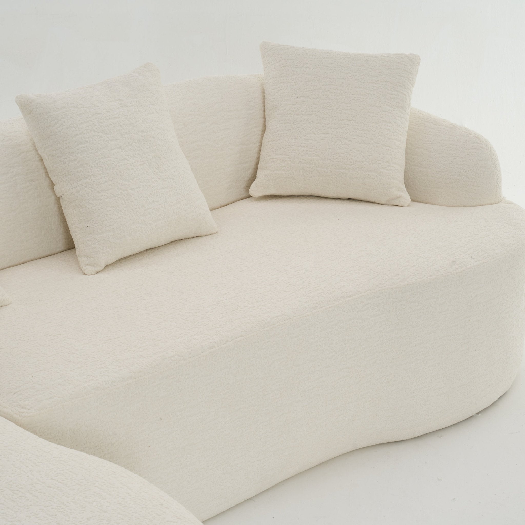 Boneless L - Shape Sectional Sofa with Curved Chaise,White Compression Sofa (W2231S00008) - Direct Wicker
