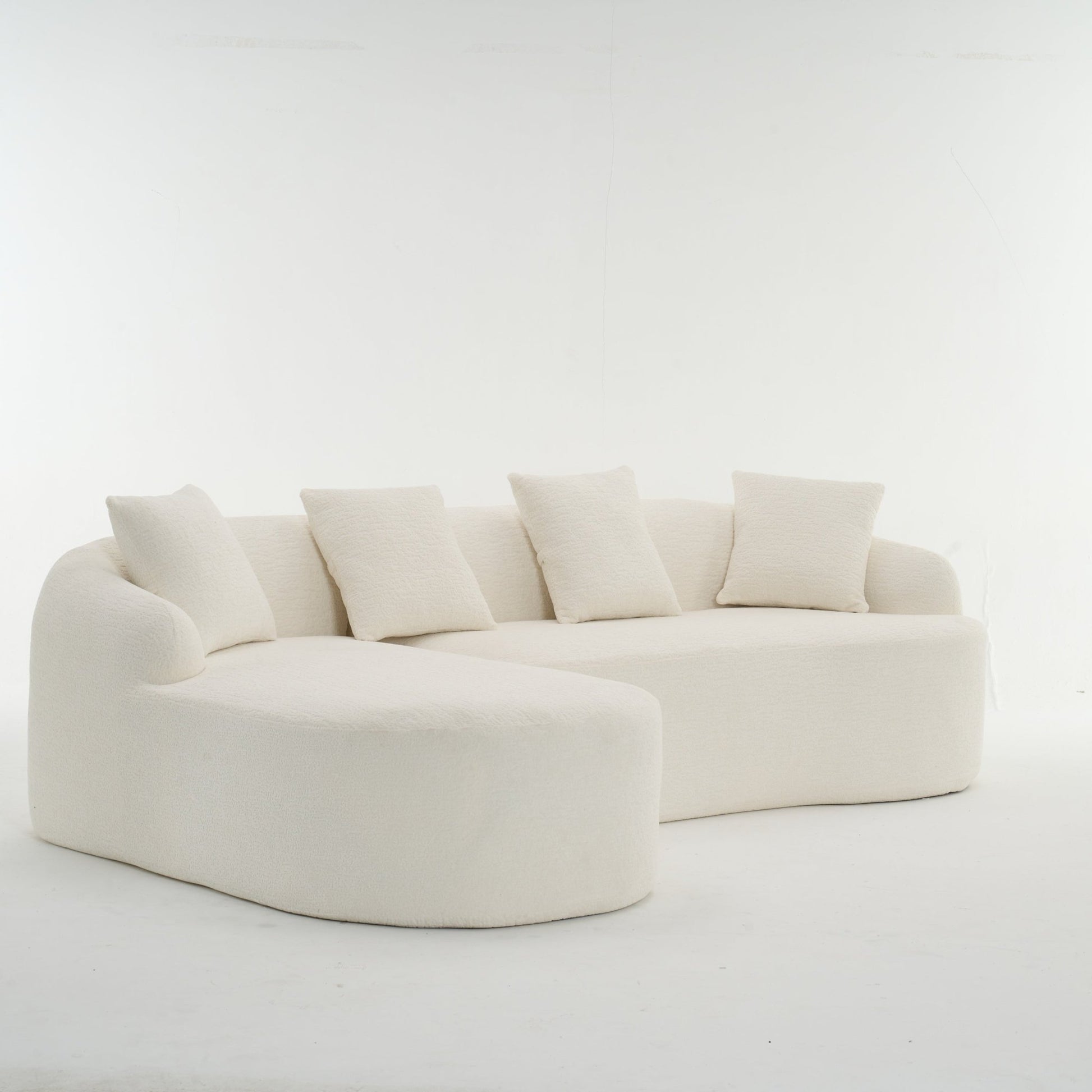 Boneless L - Shape Sectional Sofa with Curved Chaise,White Compression Sofa (W2231S00008) - Direct Wicker
