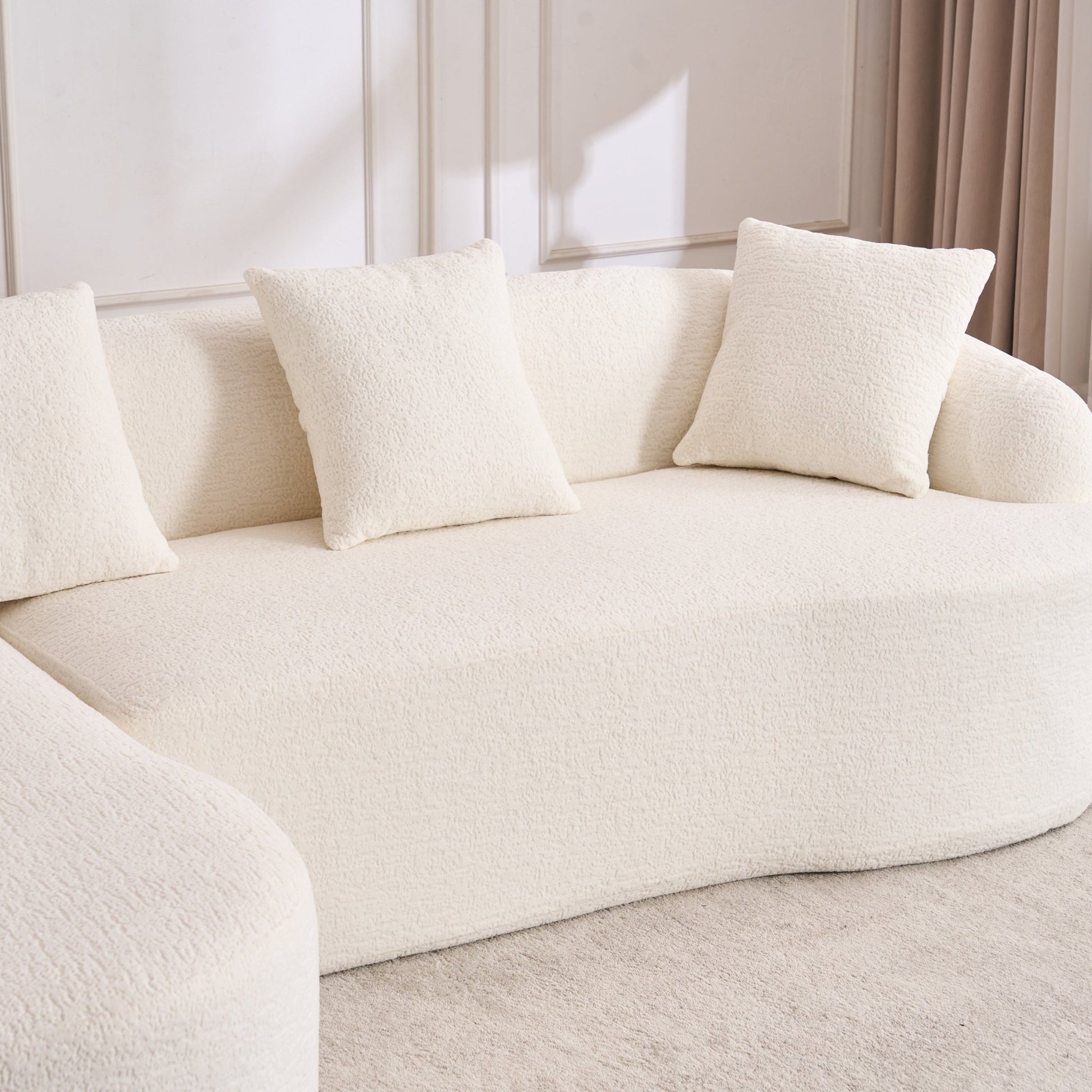 Boneless L - Shape Sectional Sofa with Curved Chaise,White Compression Sofa (W2231S00008) - Direct Wicker