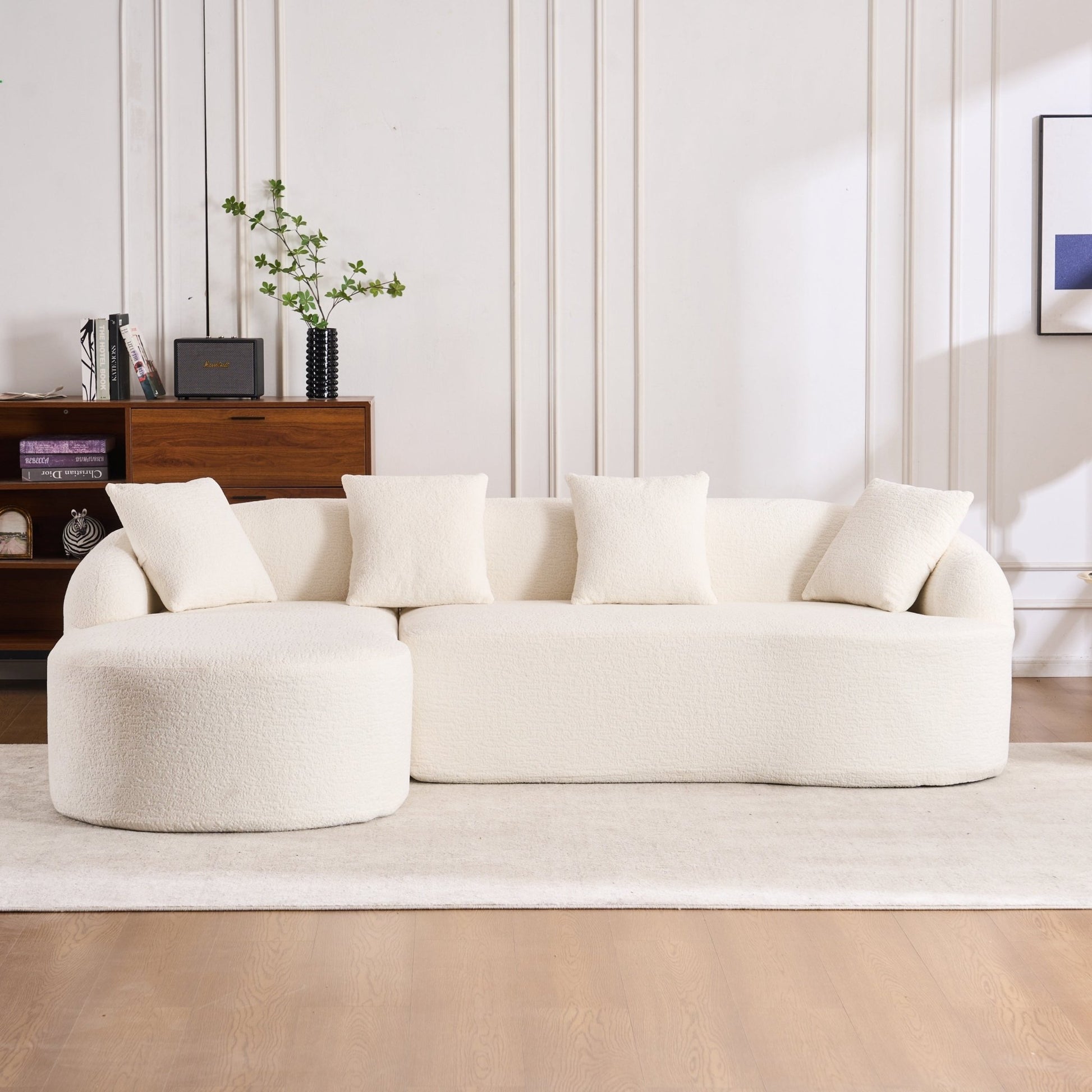 Boneless L - Shape Sectional Sofa with Curved Chaise,White Compression Sofa (W2231S00008) - Direct Wicker