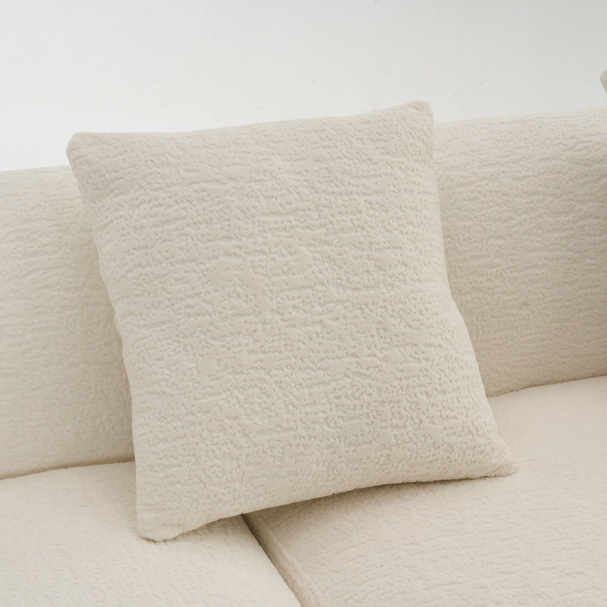 Boneless L - Shape Sectional Sofa with Curved Chaise,White Compression Sofa (W2231S00008) - Direct Wicker
