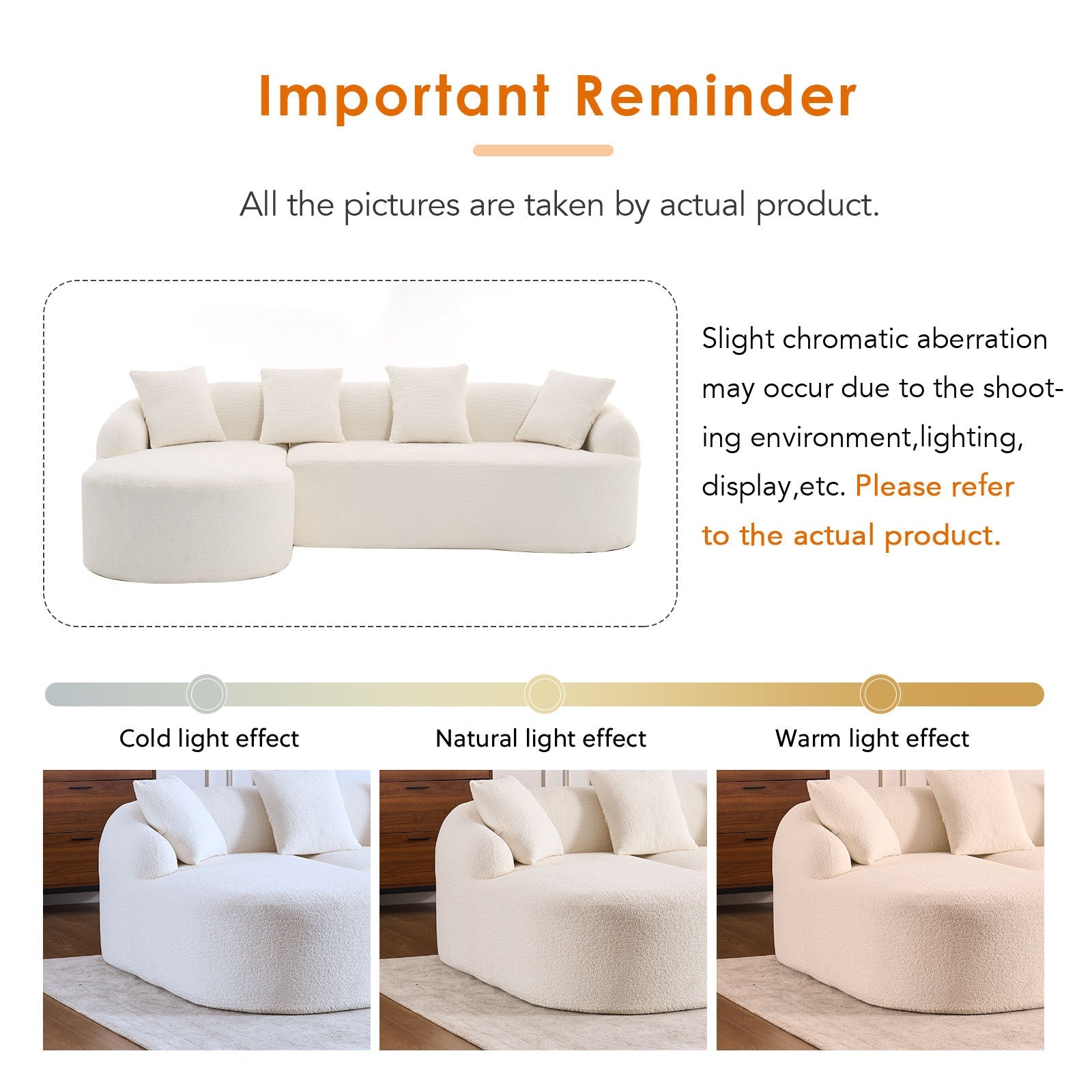 Boneless L - Shape Sectional Sofa with Curved Chaise,White Compression Sofa (W2231S00008) - Direct Wicker