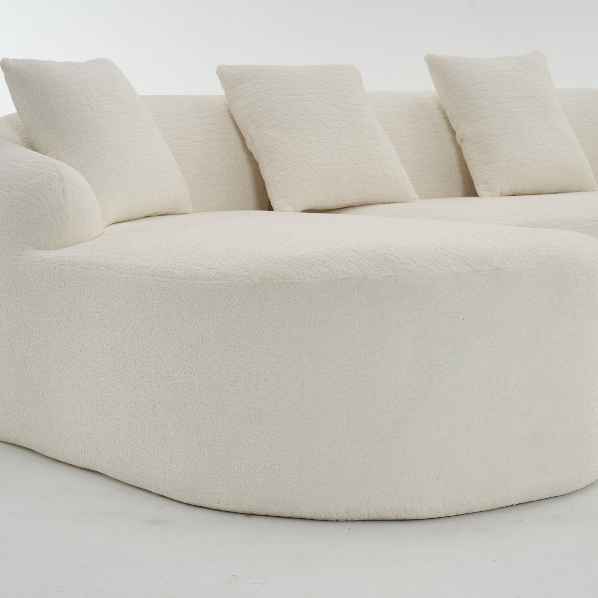 Boneless L - Shape Sectional Sofa with Curved Chaise,White Compression Sofa (W2231S00008) - Direct Wicker