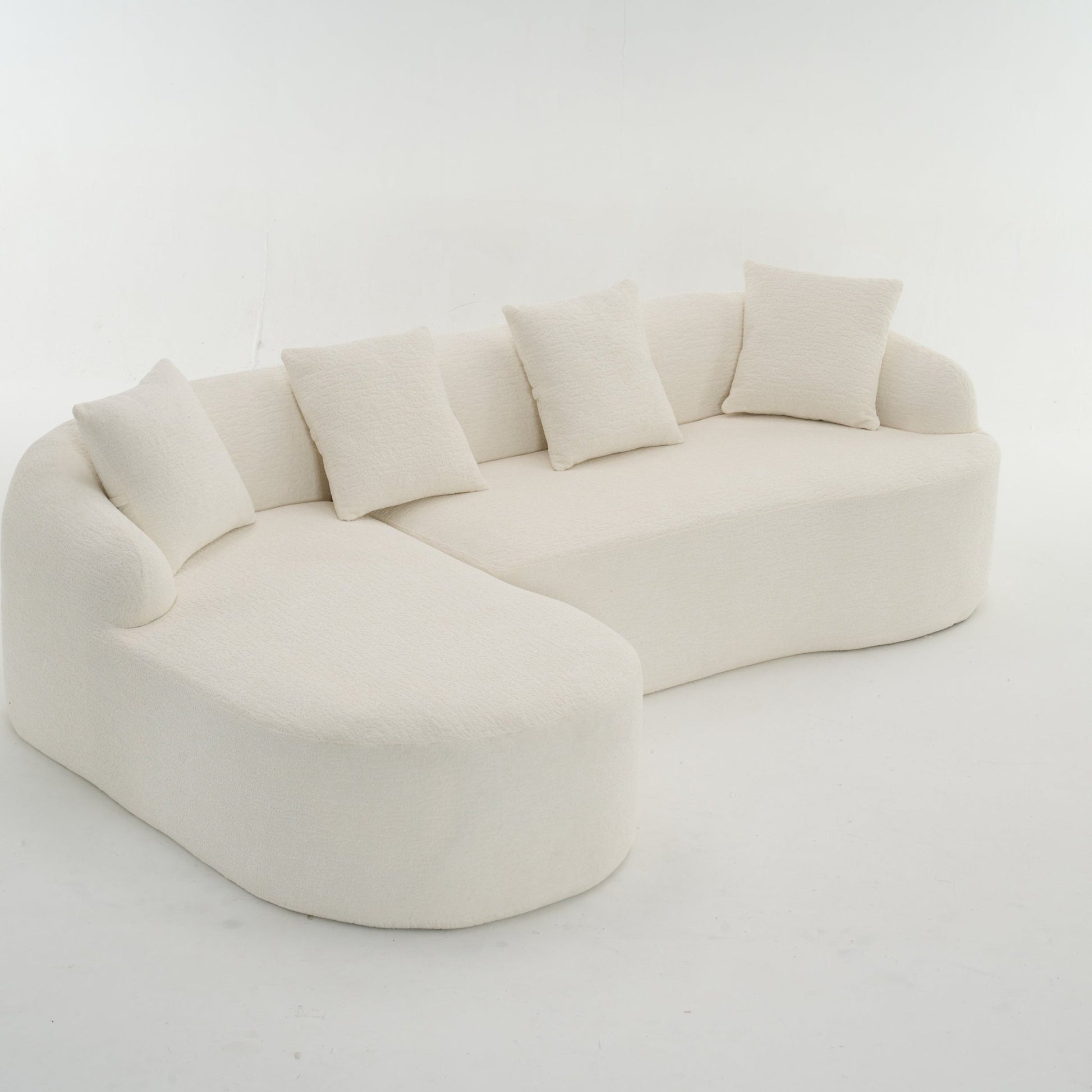 Boneless L - Shape Sectional Sofa with Curved Chaise,White Compression Sofa (W2231S00008) - Direct Wicker