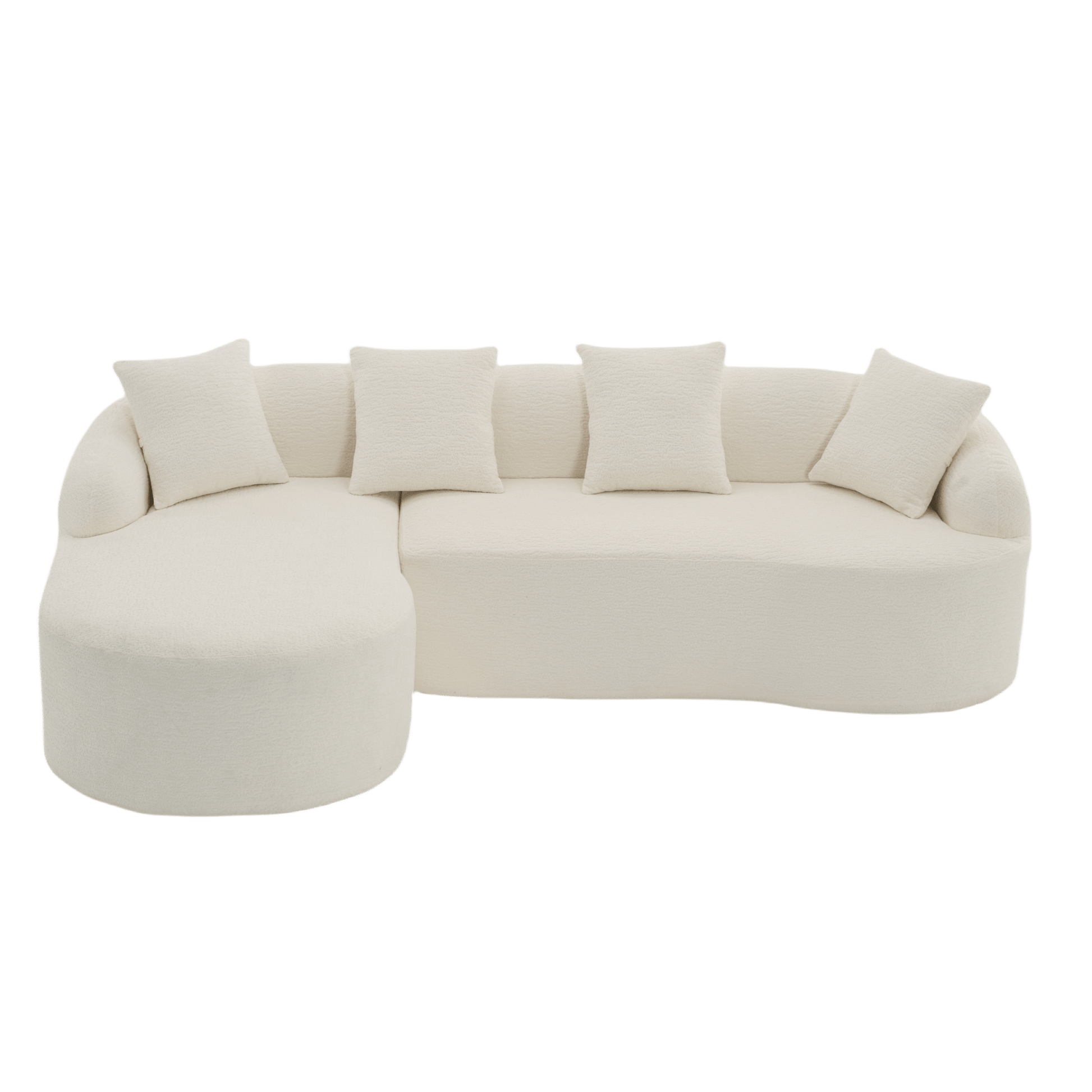Boneless L - Shape Sectional Sofa with Curved Chaise,White Compression Sofa (W2231S00008) - Direct Wicker