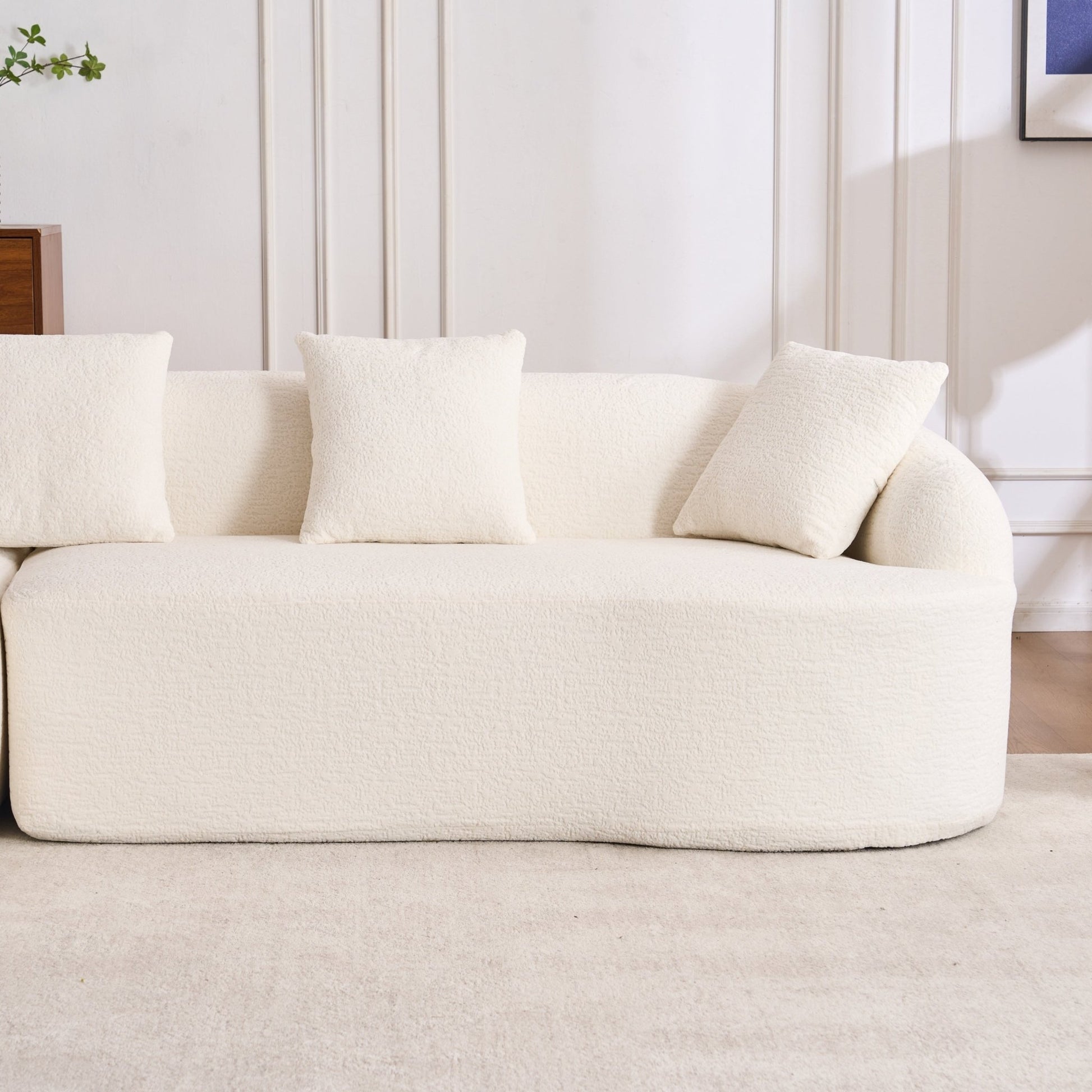Boneless L - Shape Sectional Sofa with Curved Chaise,White Compression Sofa (W2231S00008) - Direct Wicker