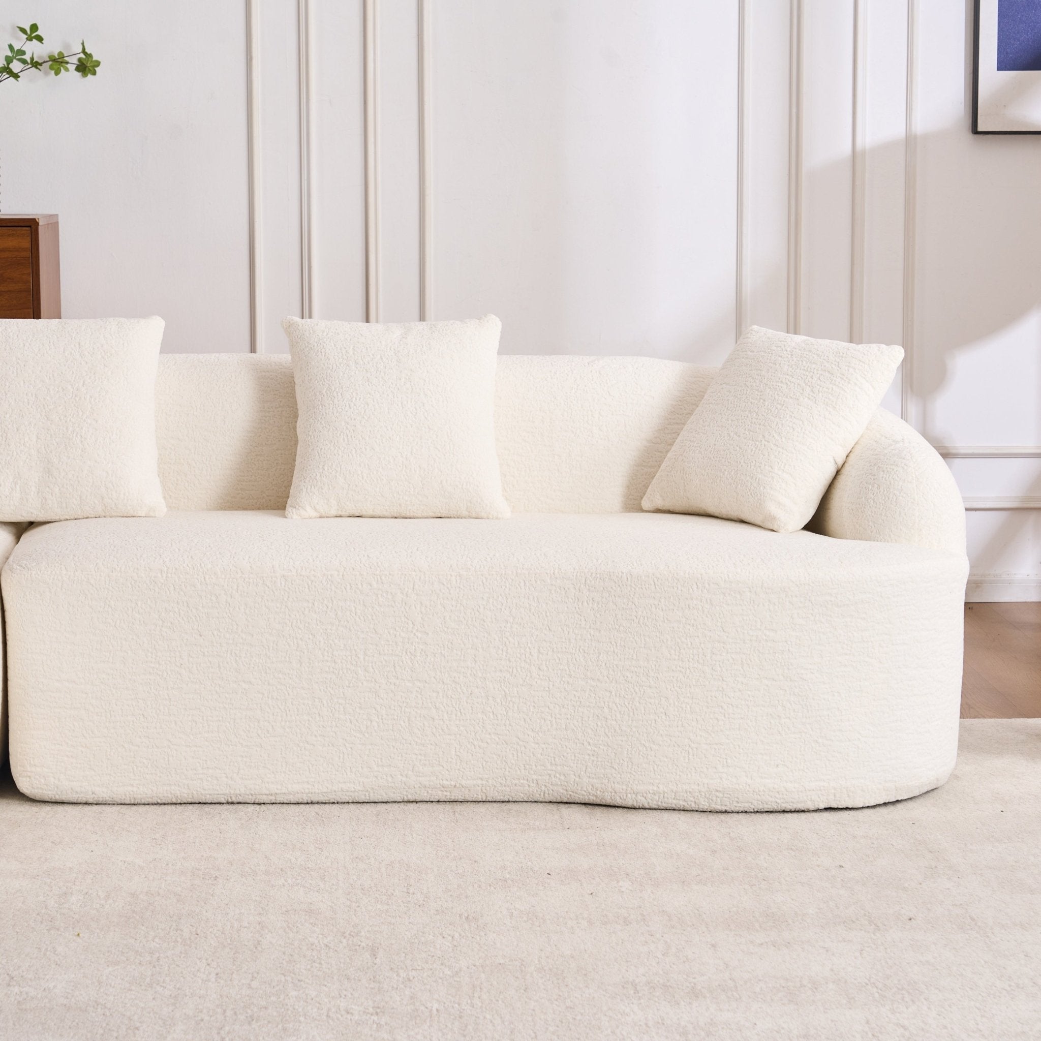 Boneless L - Shape Sectional Sofa with Curved Chaise,White Compression Sofa (W2231S00008) - Direct Wicker