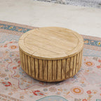 Brown Round Coffee Table – Terrafab Composite Material with Iron Frame（PAD - 24926TA） - Direct Wicker