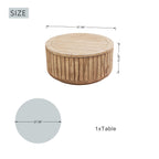 Brown Round Coffee Table – Terrafab Composite Material with Iron Frame（PAD - 24926TA） - Direct Wicker