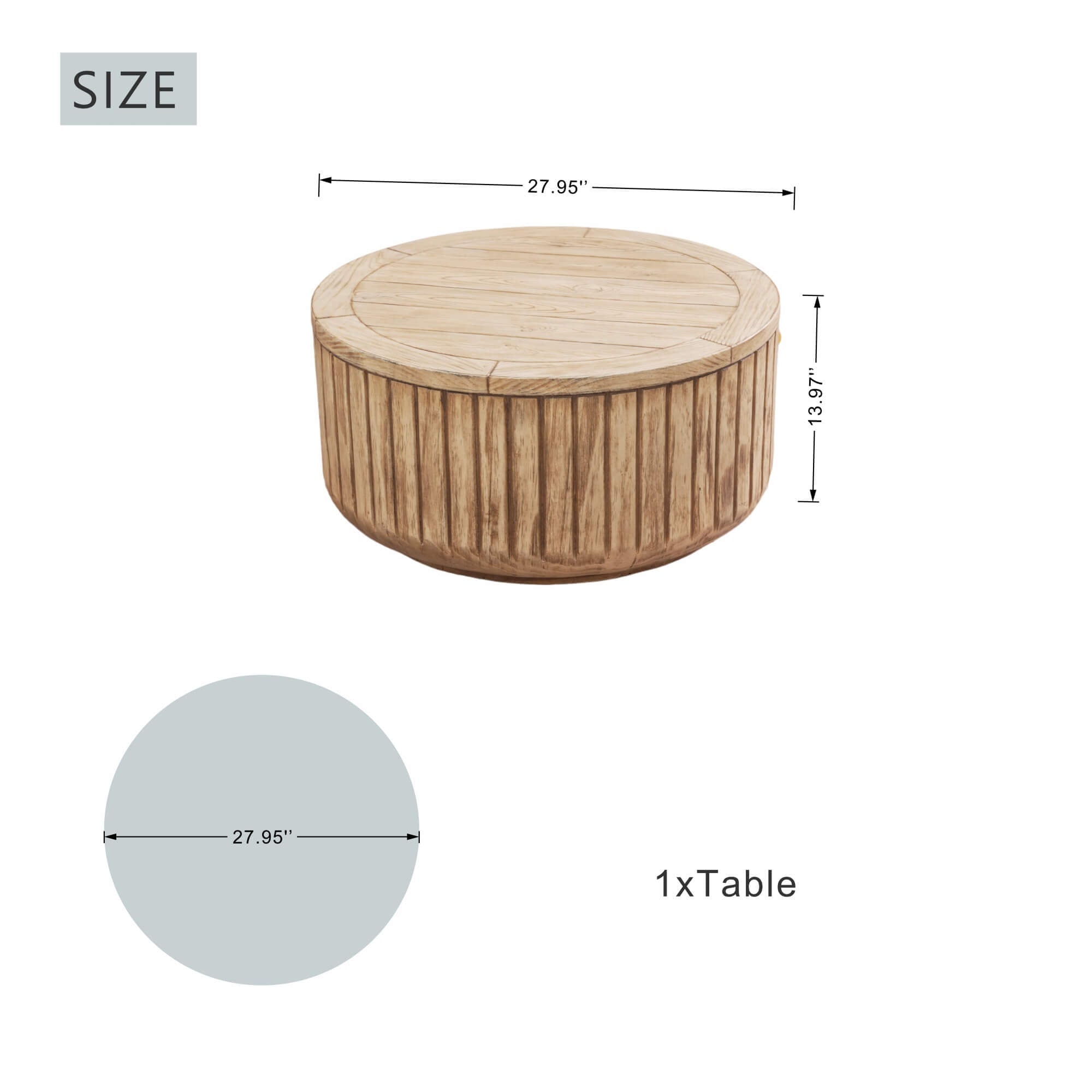 Brown Round Coffee Table – Terrafab Composite Material with Iron Frame（PAD - 24926TA） - Direct Wicker