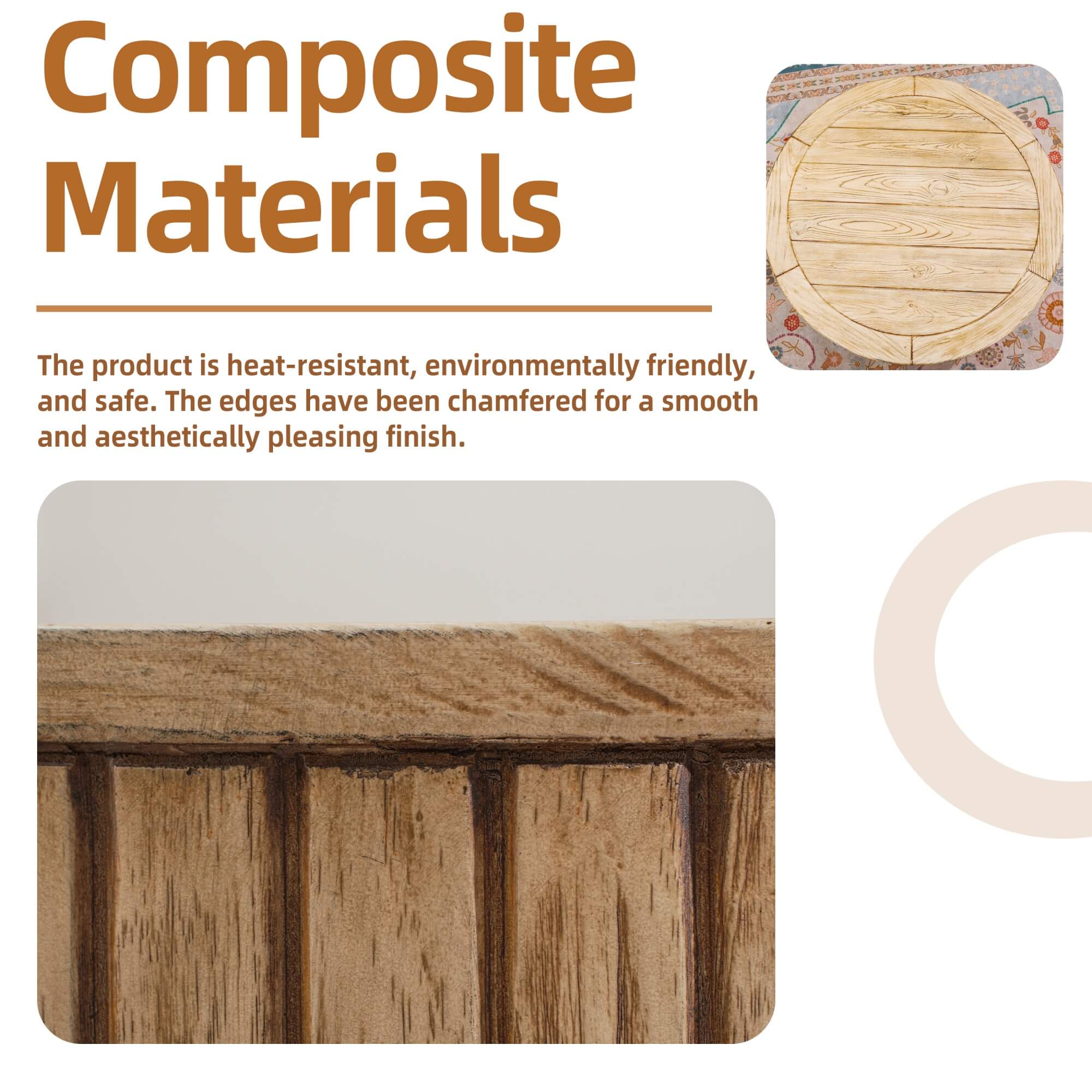Brown Round Coffee Table – Terrafab Composite Material with Iron Frame（PAD - 24926TA） - Direct Wicker