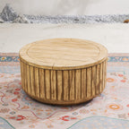 Brown Round Coffee Table – Terrafab Composite Material with Iron Frame（PAD - 24926TA） - Direct Wicker