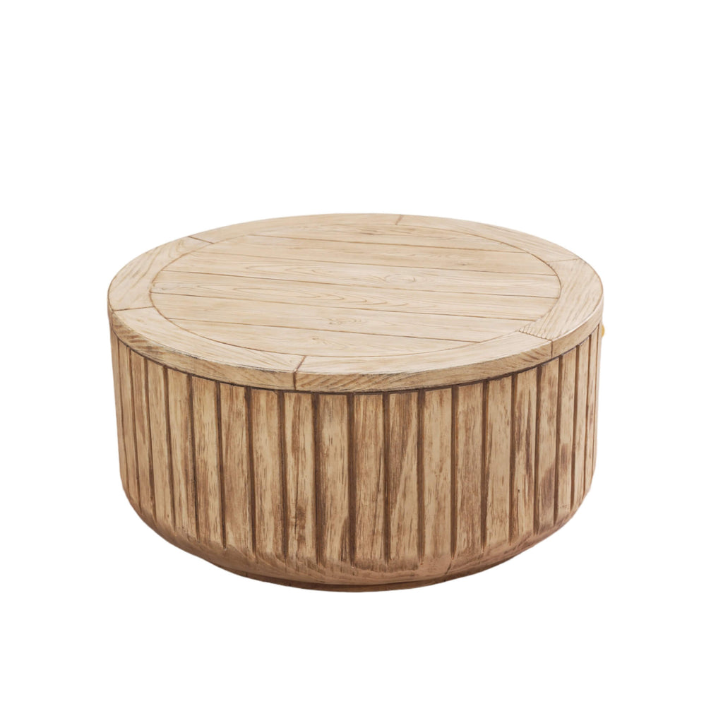Brown Round Coffee Table – Terrafab Composite Material with Iron Frame（PAD - 24926TA） - Direct Wicker